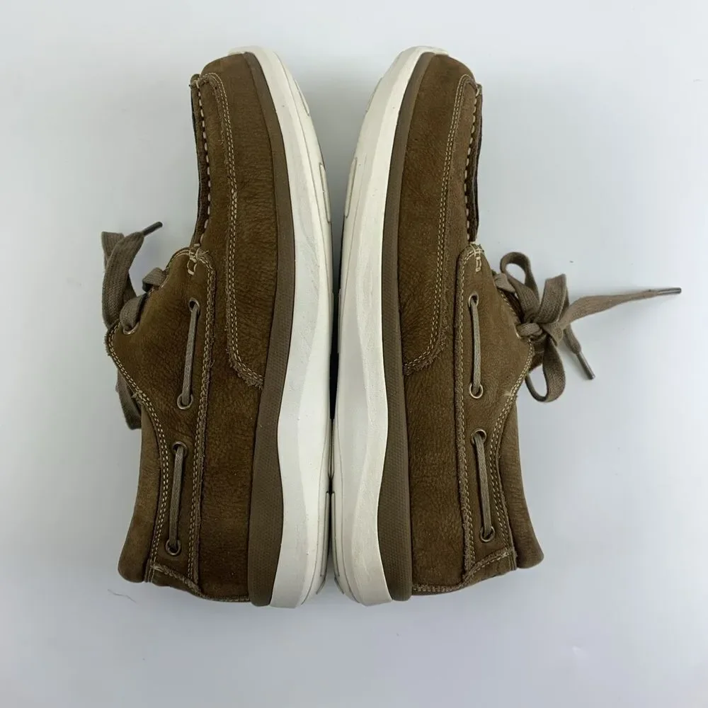 Propet Pomeroy Boat Shoe Brown Timber Leather Lace Up Casual Mens 8.5 XX (5E)